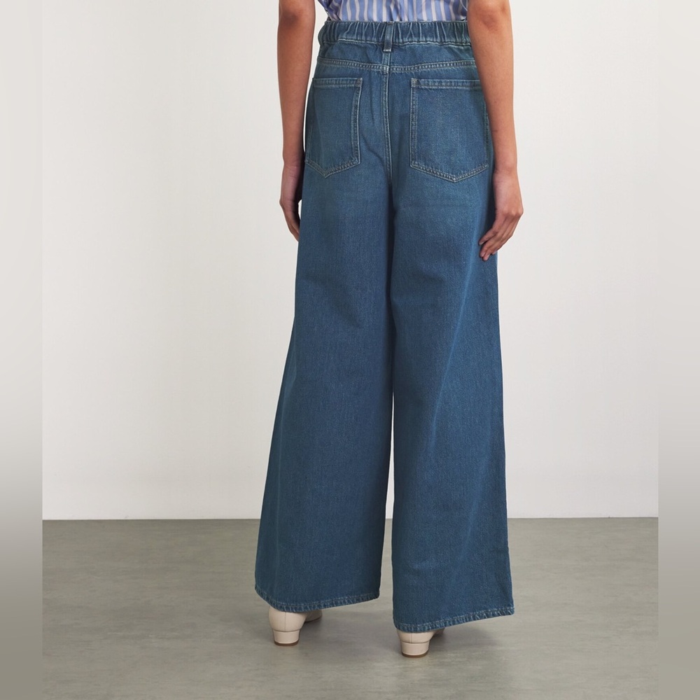 Weekend Max Mara Elasticated-Waist Wide Leg Jeans Size 12 - Picture 3 of 9